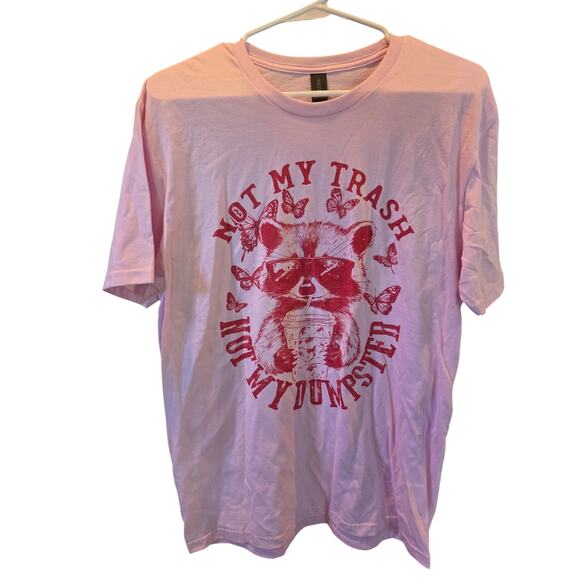 Gildan Soft Style Raccoon Funny T Shirt M Womens Pink Not My Trash Short Sleeve - Picture 1 of 6